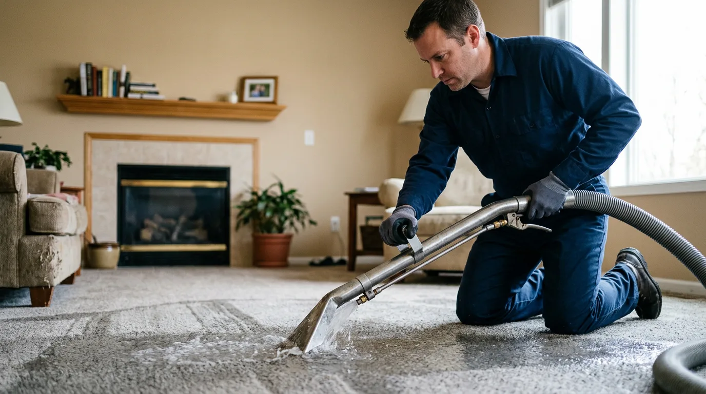 Water damage restoration technician working near White Oak, TX